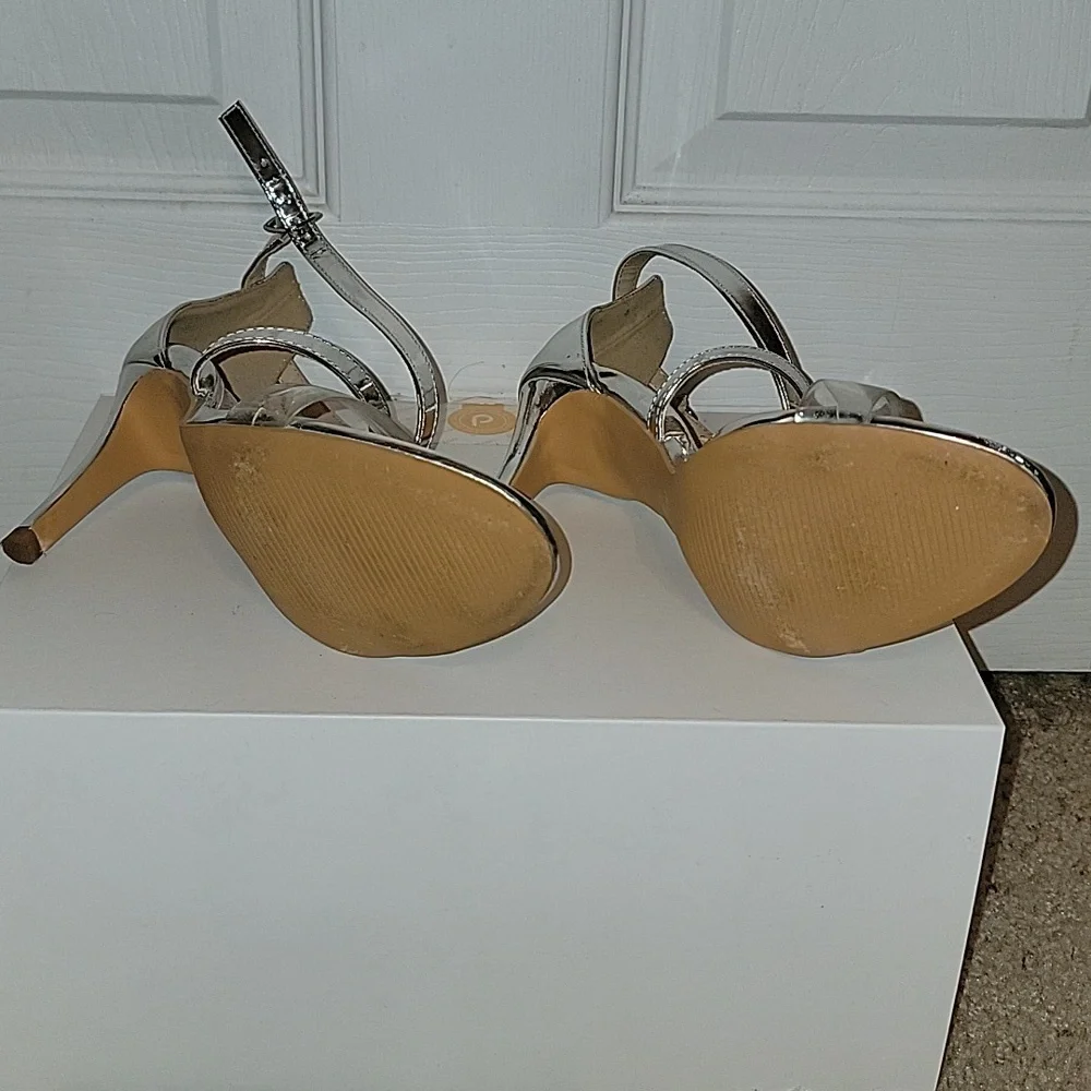 Aldo Metallic Silver Strappy Heels